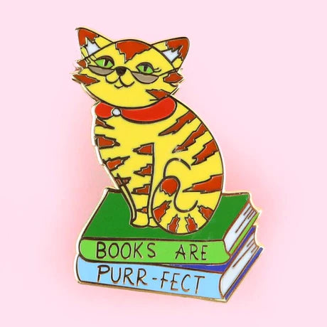 Jubly-Umph Enamel Pin - Books Are Purr-fect