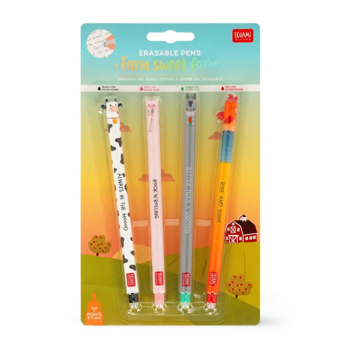 Erasable Gel Pens: Farm Sweet Farm - 4 Pack