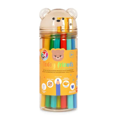 Teddy Friends - Coloured Pencils with Sharpener