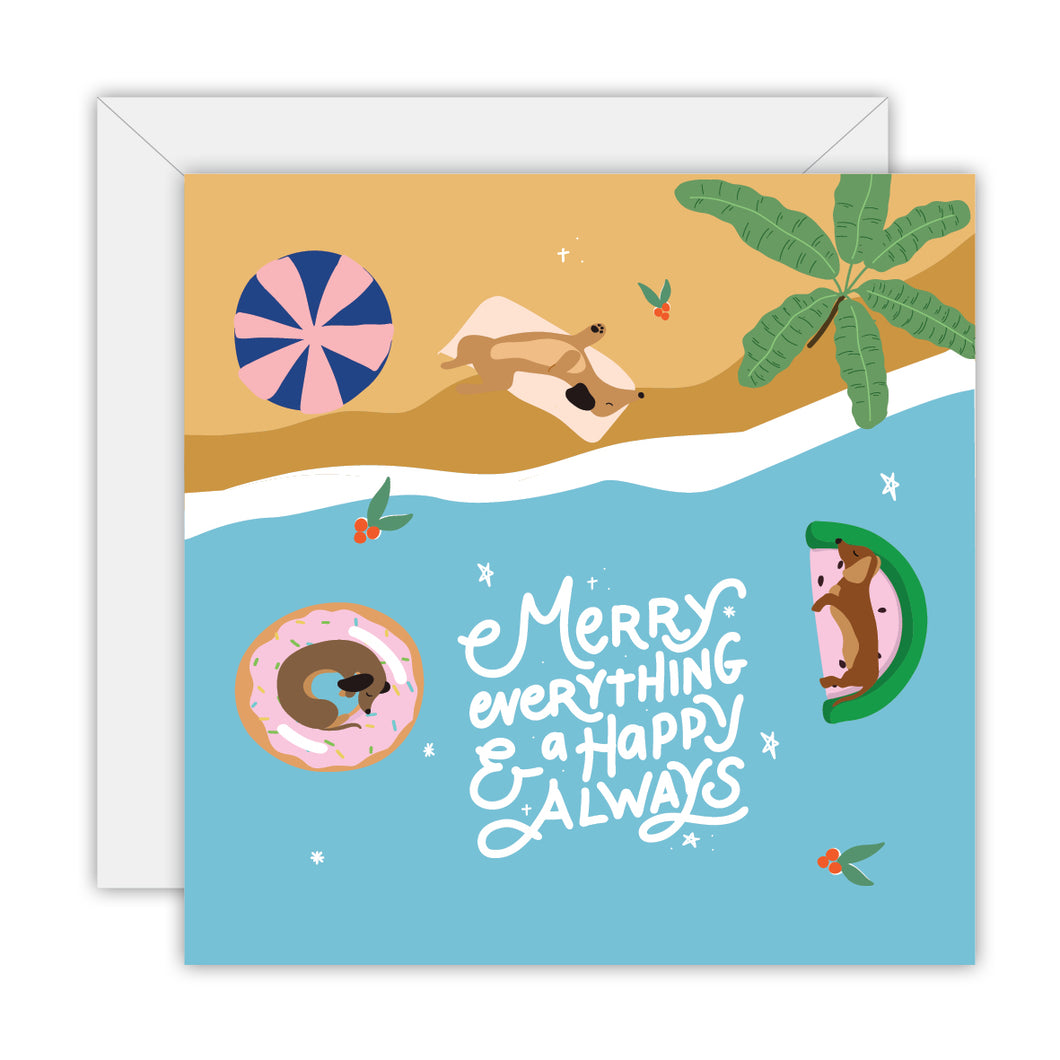 Christmas Card: Merry Everything and Happy Always - Dachshund