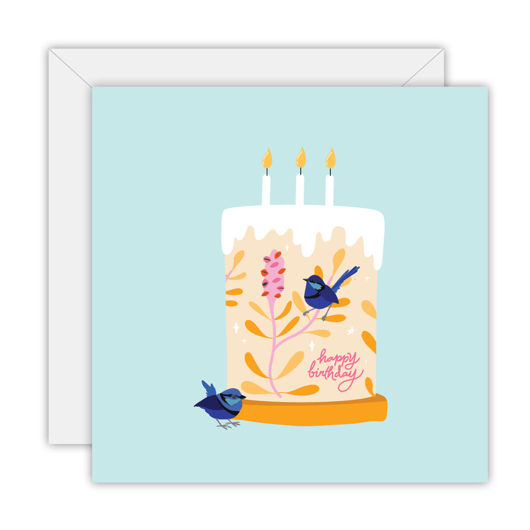 Greeting Card: Happy Birthday Blue Wren
