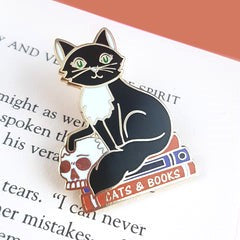 Juby-Umph Enamel Pin: Cats and Books