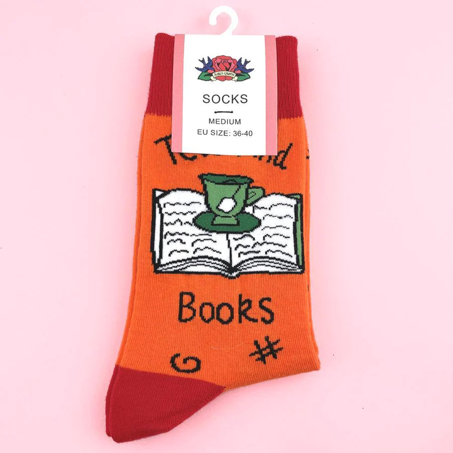 Jubly-Umph Socks: Tea & Books